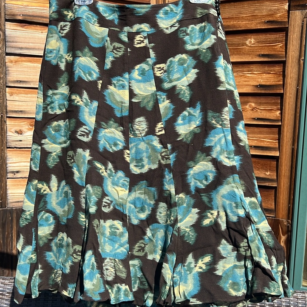 Ann Taylor Loft Rayon Wool Blend Floral Midi Skirt, Size 14